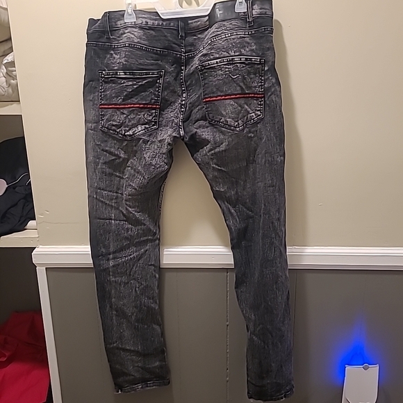 AHP men's distressed Skinny Stretch black denim jeans 38x32 Another Hype Piece - Picture 7 of 11